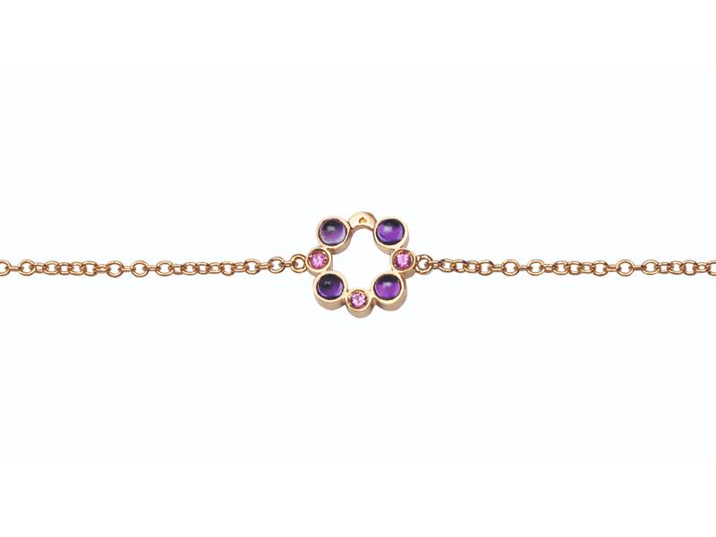 ROSE GOLD BRACELET WITH ONE ELEMENT WITH AMETHYST AND PINK SAPPHIRE CAPRI 1947 CHANTECLER 31867